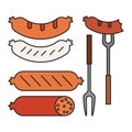 Set of sausages and sausages. A traditional dish of many countries. The symbol of Bavaria and Oktoberfest. Bavarian white sausages