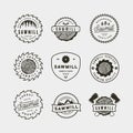 Set of sawmill logos. retro styled woodwork emblems. vector illustration