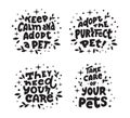 The set of saying for pets. The collection of dogs and cats with quotes