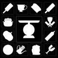 Set of Scale, Glass, Flour, Teapot, Pizza, Mustard, Pumpkin, But