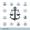 Set Scale of Justice Icon for Legal, Attorney, Law Office Logo Vector Template Illustration Design. Vector EPS 10 Royalty Free Stock Photo