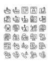 set of scam, cyber security line icon
