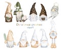 Set of scandinavian forest gnomes, Christmas winter gnomes clipart
