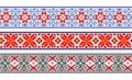 Set of Scandinavian traditional ribbons. Seamless pattern ornament. Ethnic north decoration. Beautiful ornate background for