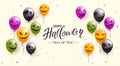 Set of Scary Balloons with Confetti and Text Happy Halloween Royalty Free Stock Photo