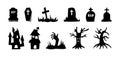 Set scary decorative elements, isolated on white background. Vector illustration, traditional Halloween icons Royalty Free Stock Photo