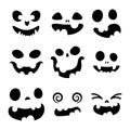 Set of scary and funny faces for Halloween pumpkin or ghost. Jack-o-lantern facial expressions. Simple collection spooky horror of Royalty Free Stock Photo