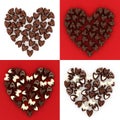 Set of scattered chocolate candy hearts