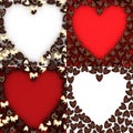 Set of scattered chocolate candy hearts