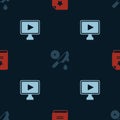 Set Scenario, Thriller movie and Online play video on seamless pattern. Vector