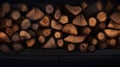 Background, stacked firewood in the forest, autumn Royalty Free Stock Photo