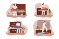 Set of scenes about massage flat style, vector illustration
