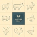 Set a schematic view of animals for the butcher shop