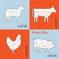 Set a schematic view of animals for the butcher shop