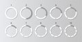 Set schemes with sectors. Circular chart. Piechart with segments and slices. Round structure graph