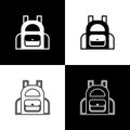 Set School backpack icon isolated on black and white background. Vector Royalty Free Stock Photo