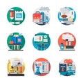 Set of school chemistry detailed flat icons Royalty Free Stock Photo