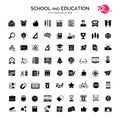 Set of school and education flat icons school supplies isolated Royalty Free Stock Photo
