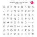 Set of school and education line icons school supplies isolated Royalty Free Stock Photo