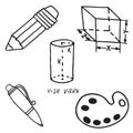 Set of school equipment doodle icons Royalty Free Stock Photo