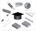 Set of school equipment doodle icons Royalty Free Stock Photo