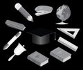 Set of school equipment doodle icons Royalty Free Stock Photo