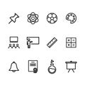 School Icons Pack Line Style Vector