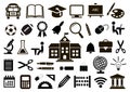 Set of school icons on white background. Vector illustration.