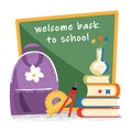 Set of school items with school board. Royalty Free Stock Photo