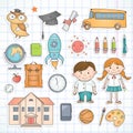 Set of school items. Royalty Free Stock Photo