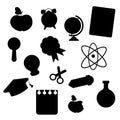 Set of school items silhouette, back to school. Vector illustration