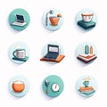 Set of school and office icons in flat style. Vector illustration Royalty Free Stock Photo