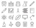 Set of school related line icons.