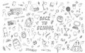 Set for school and students.Back to school illustration.School doodles, learning,chemistry,physics, lessons, time for