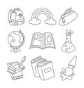 Set of school supplies. Coloring Page Royalty Free Stock Photo