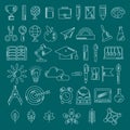 Set of school supplies sketch handdrawn lines icons.