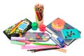 Set of school supplies on white background Royalty Free Stock Photo