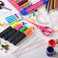 Set school supplies on white background Royalty Free Stock Photo