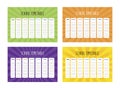 Set of school timetables for children with place for text