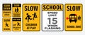 Set of school zone street or pedestrian area Royalty Free Stock Photo