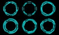Set of sci fi blue circle user interface elements technology futuristic design modern creative on black background