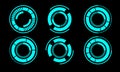Set of sci fi blue circle user interface elements technology futuristic design modern creative on black background vector.