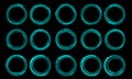 Set of sci fi blue circle user interface elements technology futuristic design modern creative on black background vector