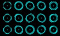 Set of sci fi blue circle user interface elements technology futuristic design modern creative on black background vector Royalty Free Stock Photo
