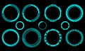 Set of sci fi blue circle user interface elements technology futuristic design modern creative on black