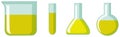Set of science containers with yellow chemical
