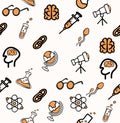 Set of Science doddle seamless pattern