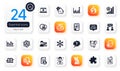 Set of Science flat icons. Copywriting notebook, Puzzle and Support consultant elements for web application. Vector