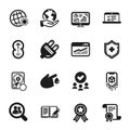 Set of Science icons, such as Blood donation, Feedback, Medical shield. Vector