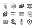 Set of Science icons, such as Blood donation, Feedback, Medical shield. Vector